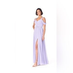 AZAZIE LIANNE Lilac Bridesmaid Lilac A-Line Off the Shoulder Chiffon Dress